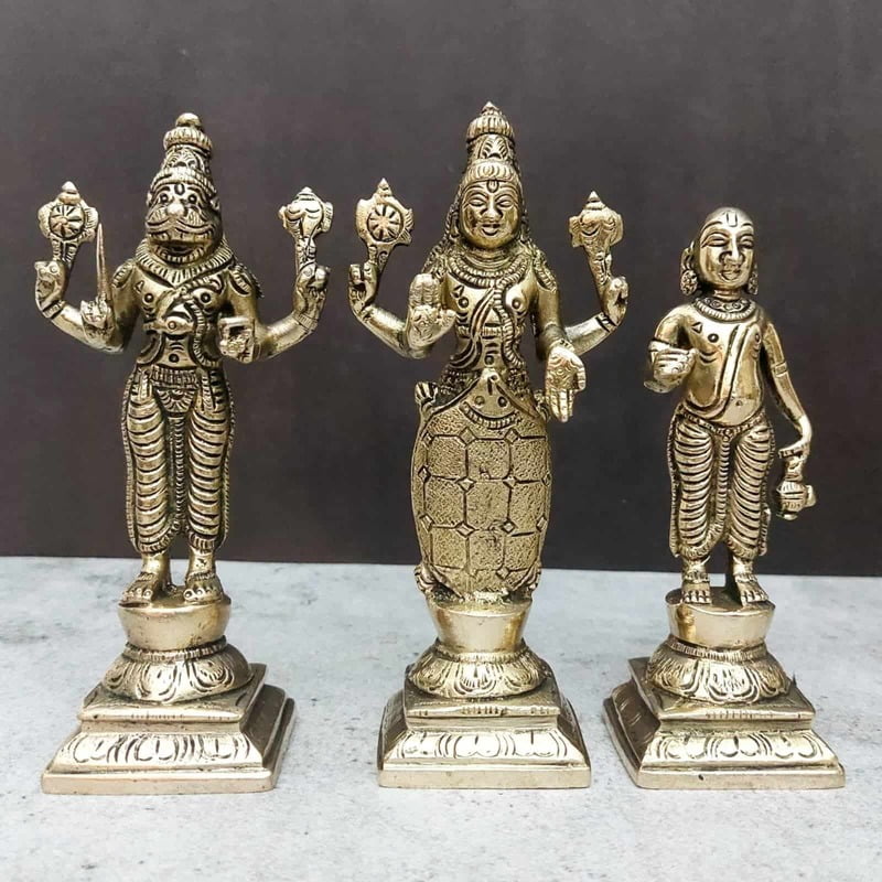 Brass Fine Dashavatar Set - 6 inch Height | Exquisite Brass Set of Dashavatar Idols