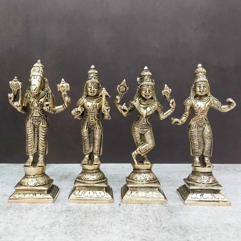 Brass Fine Dashavatar Set - 6 inch Height | Exquisite Brass Set of Dashavatar Idols