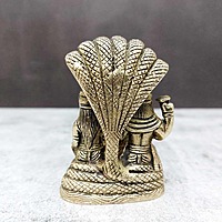 Brass Vishnu Lakshmi on Sheshnag Idol - 3.4 inch Height | Divine Brass Vishnu and Lakshmi Statue on Sheshnag