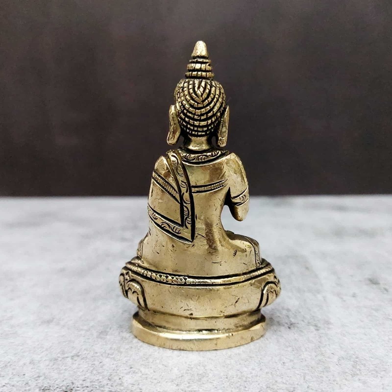 Brass Buddha Idol - 3.5 inch Height | Serene Brass Buddha Statue for Meditation and Peace