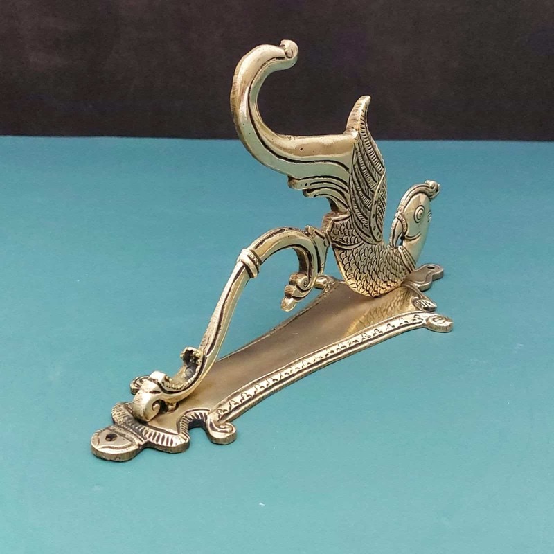 Brass Parrot Bracket - 9 inch Height | Decorative Brass Wall Bracket with Parrot Design