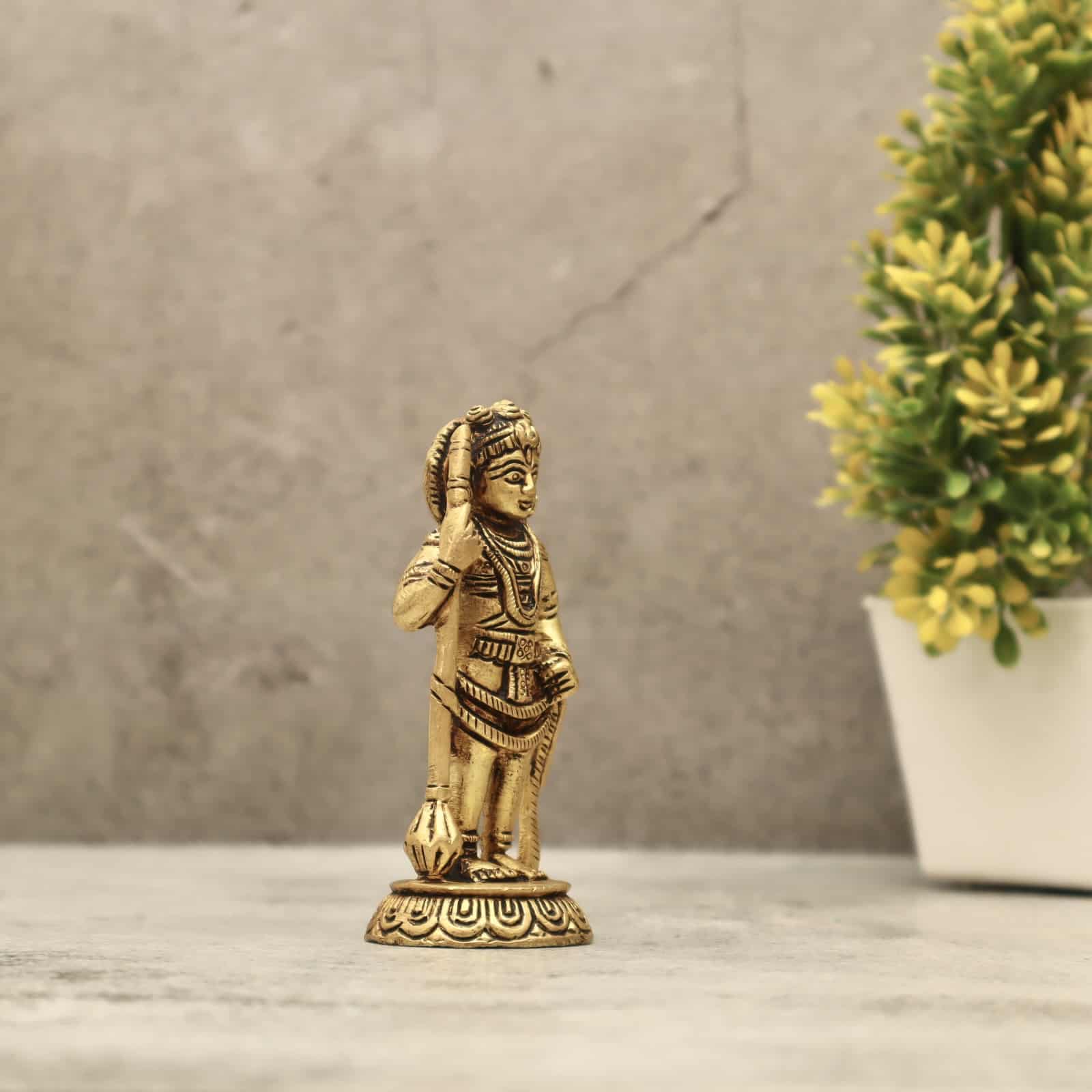 Brass Udupi Krishna - 4 inch Height | Traditional Brass Idol of Udupi Krishna for Spiritual Bliss