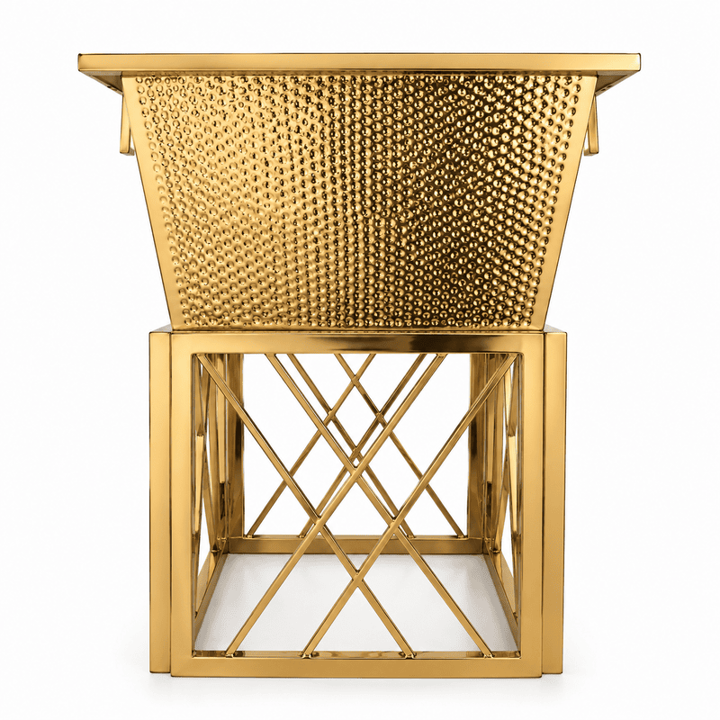 SQUARE DUSTBIN GOLD PVD MATHAR