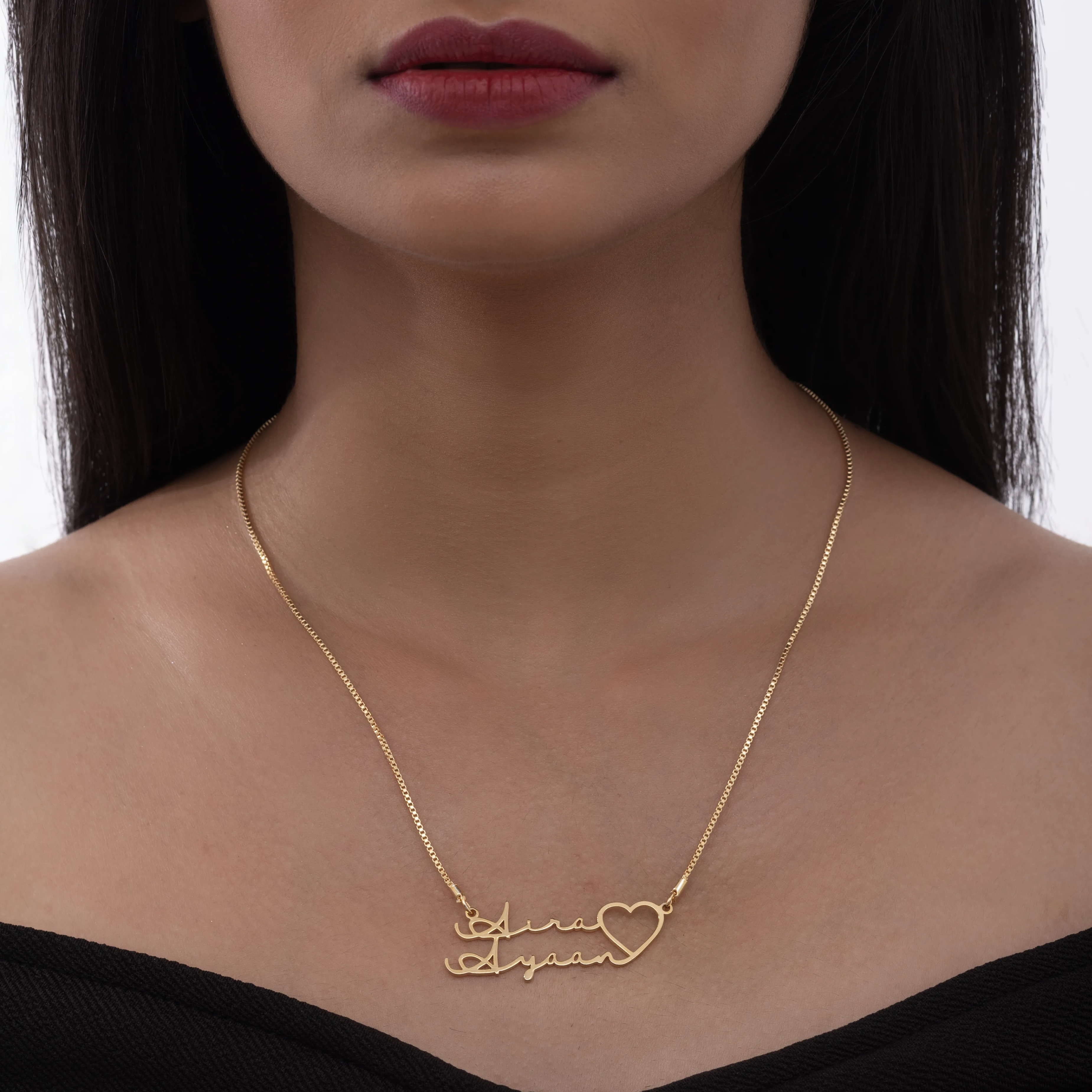 Personalized Double Name Heart necklace