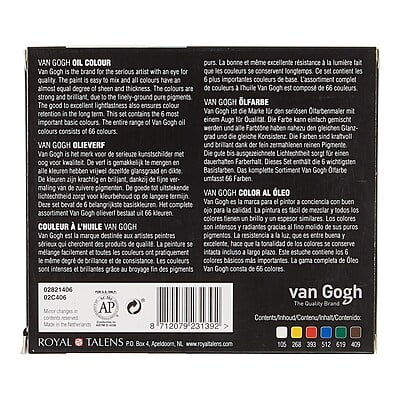 ROYAL TALENS VAN GOGH 20ML OIL COLOR BOX, STARTER SET OF ASSORTED 6 COLORS ROYAL TALENS VAN GOGH 20ML OIL COLOR BOX, STARTER SET OF ASSORTED 6 COLORS