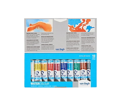 ROYAL TALENS VAN GOGH 10ML WATERCOLOR TUBE SET, CARDBOARD SET, 10 ASSORTED COLORS ROYAL TALENS VAN GOGH 10ML WATERCOLOR TUBE SET, CARDBOARD SET, 10 ASSORTED COLORS