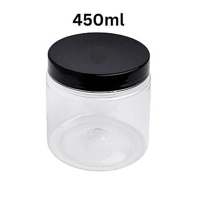 450ml Round PET Jar + 83mm BLACK Cap 450ml Round PET Jar + 83mm BLACK Cap