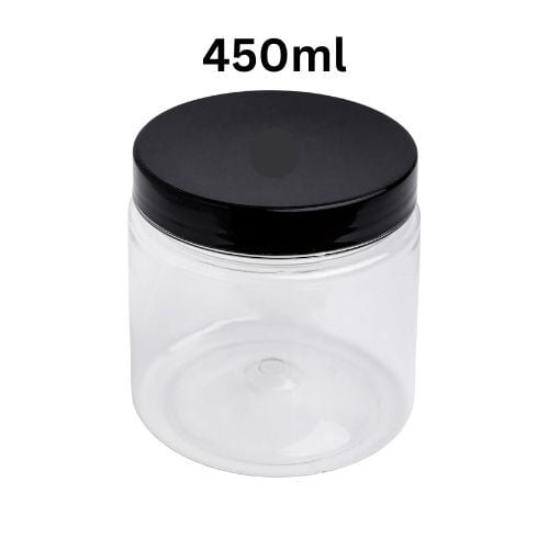 450ml Round PET Jar + 83mm BLACK Cap 450ml Round PET Jar + 83mm BLACK Cap