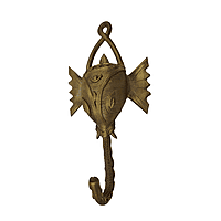 Brass Elephant Face Key Holder Hook | Trunk Wall Hanger India