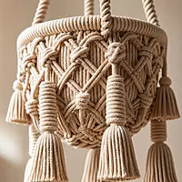 Chunky Weave Macrame Basket Planter — Premium Cotton Rope