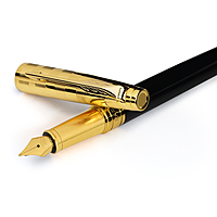 PARKER ASTER DELUXE BLACK & GOLD TRIM FOUNTAIN PEN
