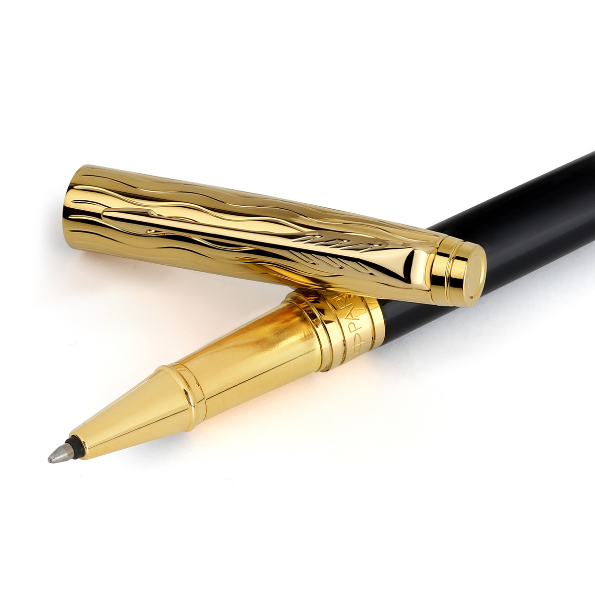 PARKER ASTER ESSENTIAL BLACK & GOLD TRIM ROLLER PEN