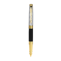 PARKER ASTER ESSENTIAL BLACK & CHROME GOLD TRIM FOUNTAIN PEN