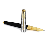 PARKER ASTER ESSENTIAL BLACK & CHROME GOLD TRIM ROLLER PEN