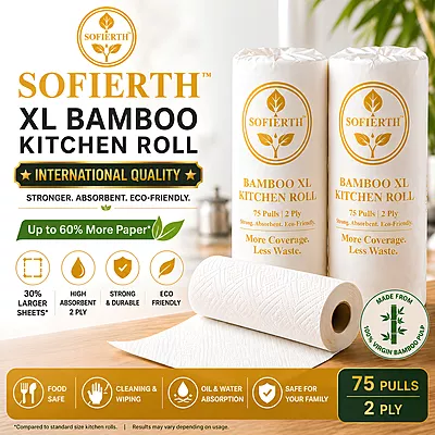 Sofierth XL Bamboo Kitchen Paper Towels – 2 Rolls