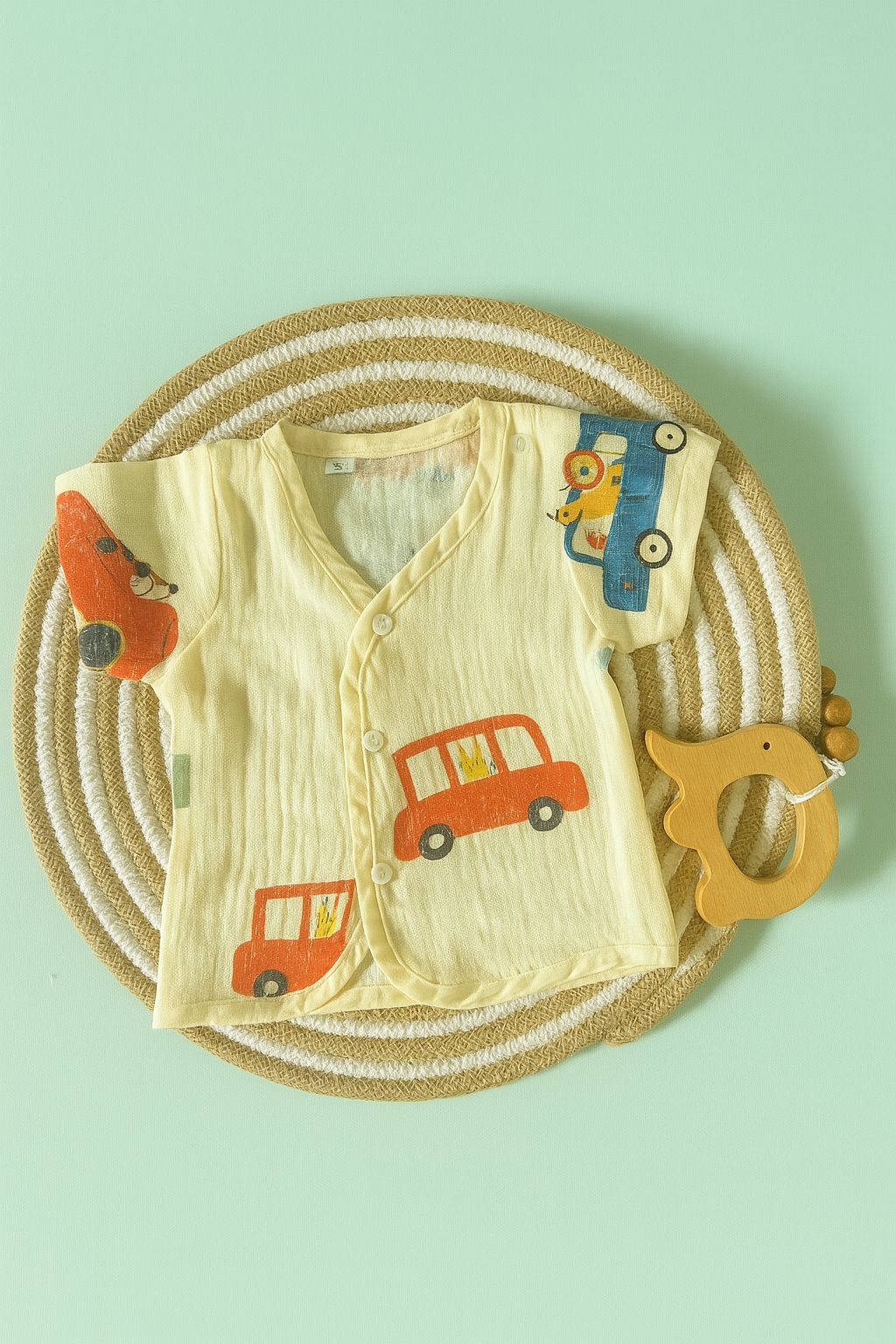 Premium Crinkled Muslin Cotton Jhabla (0–3 Months) – With Sleeves Premium Crinkled Muslin Cotton Jhabla (0–3 Months) – With Sleeves