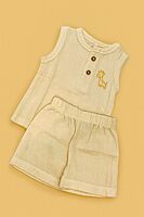 Muslin Crinkle Sleeveless Co-Ord Set - Pearl Mist