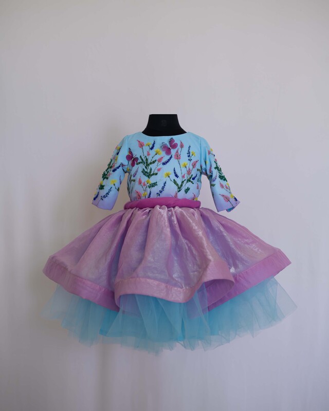 Floral Fantasy Pink & Blue Gown