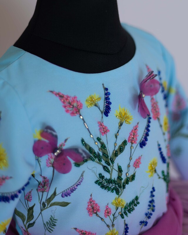 Floral Fantasy Pink & Blue Gown