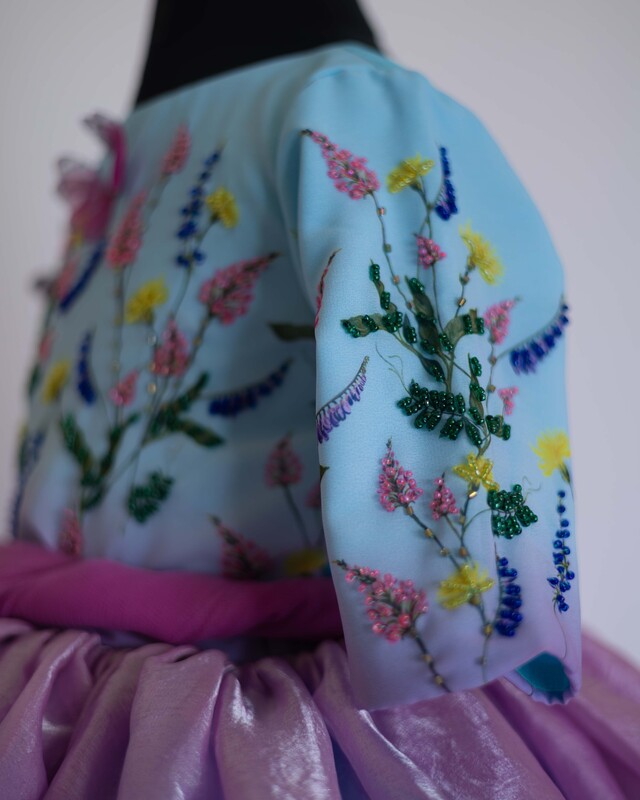 Floral Fantasy Pink & Blue Gown