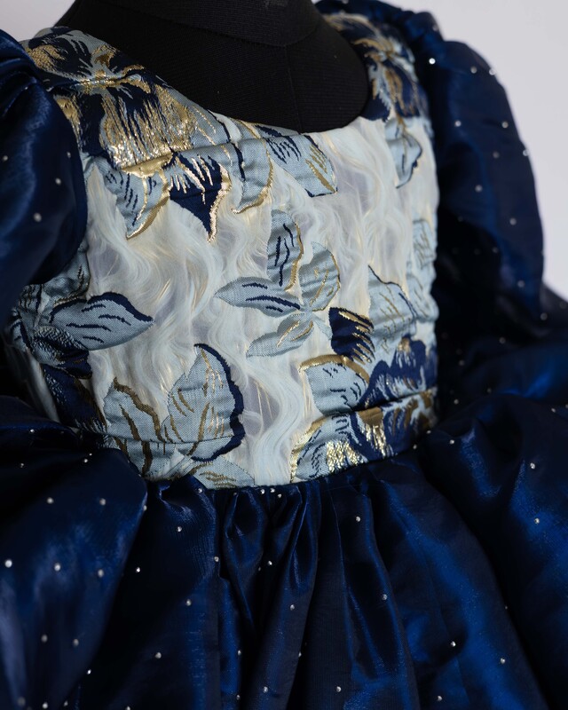 Midnight Bloom – Navy Blue Princess Gown