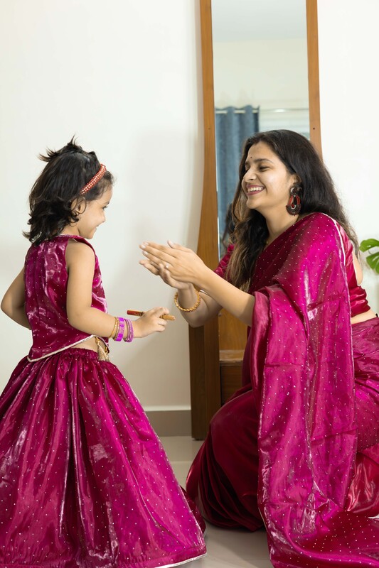Magenta Shine Mother-Daughter Combo Set