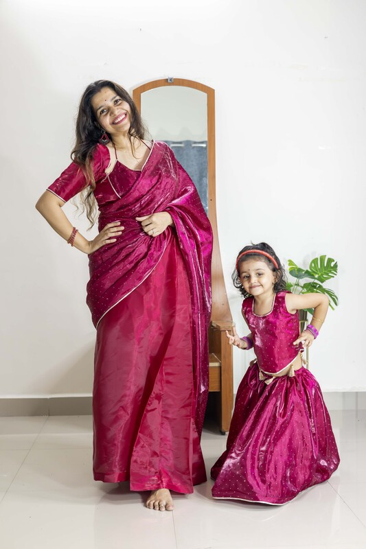 Magenta Shine Mother-Daughter Combo Set