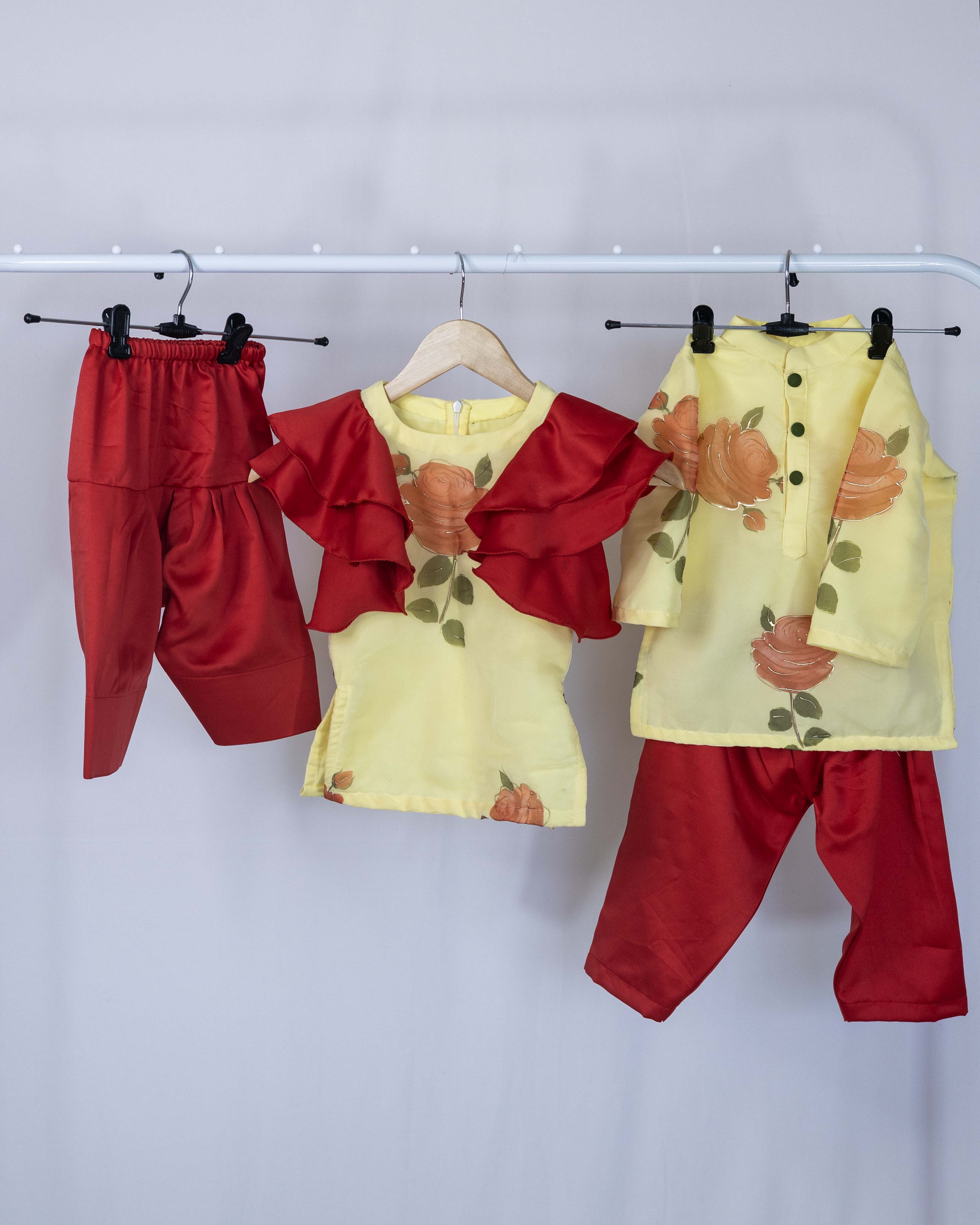 Butter-Yellow and Crimson Fairytale Dress