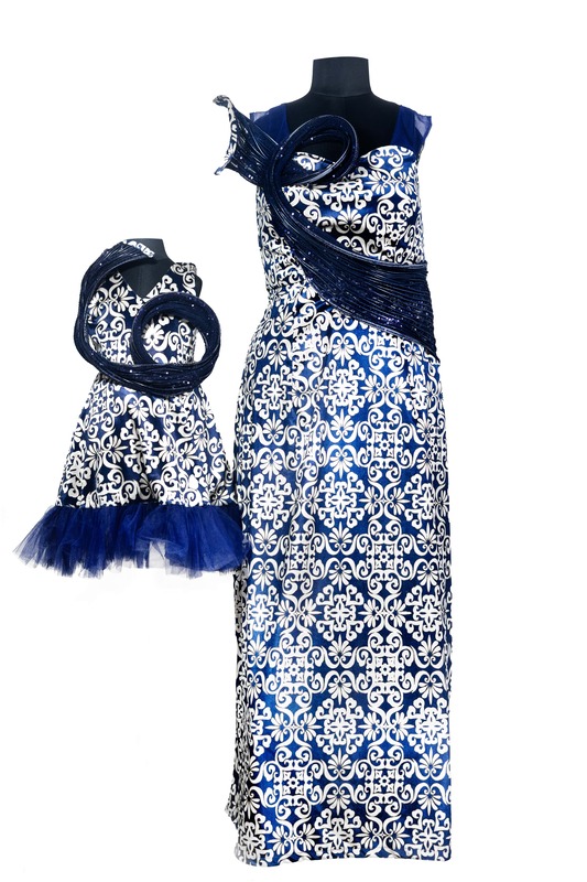 Royal Blue Swirl Mother-Daughter Dress Set