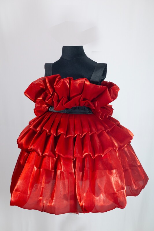 Scarlet Ruffle Cloud Dress