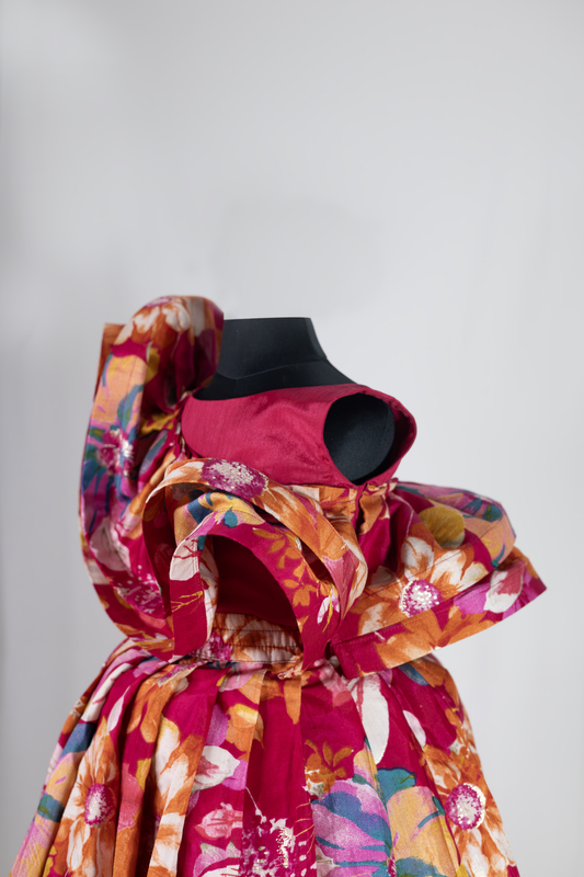 Crimson Bloom Swirl Dress