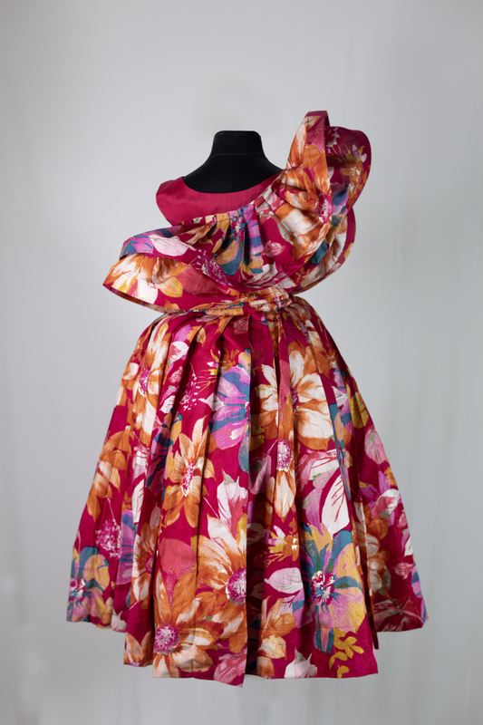 Crimson Bloom Swirl Dress