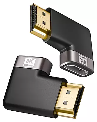 8K HDMI Male Female 90 Degree right angel Connector Supports 8K @60Hz, @120Hz, Dynamic HDR , 3D & eARV 8K HDMI Male Female 90 Degree right angel Connector Supports 8K @60Hz, @120Hz, Dynamic HDR , 3D & eARV
