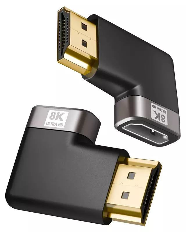 8K HDMI Male Female 90 Degree right angel Connector Supports 8K @60Hz, @120Hz, Dynamic HDR , 3D & eARV
