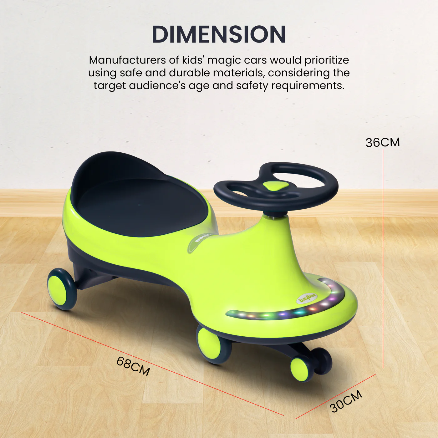 Baybee Trix Go Kids Magic Swing Cars for Kids-Pista Green Baybee Trix Go Kids Magic Swing Cars for Kids-Pista Green