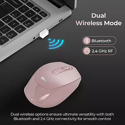 WIRELESS MOUSE FOXIN FLOW BT+2.4GHZ DPI (PINK)