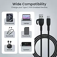Portronics Konnect Core 3 – USB-A to Type-C Cable, 1.5m, Durable, Fast Charging, Data Transfer, Compatible with Smartphones, Tablets, Laptops, Sleek Black Design, Ideal for Everyday Use.