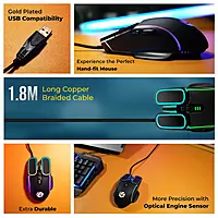 Lapcare Champ Voyager LGM‑201 mouse: configurable 7200 DPI optical sensor, rubber‑grip ABS body, dazzling RGB lighting & macro keys.