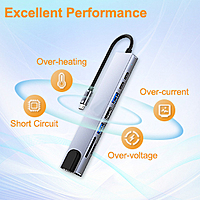 Prime Dock 8 in 1 Type-C to Multiport Adapter with 4K HDMI, RJ45 LAN, USB 3.0, Type-C cum PD, TF & Micro SD Card Reader Multiport Adapter Docking Station