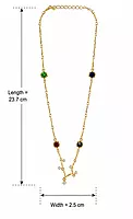 Multicolour Gemstone Gold-Tone Chain Necklace with Floral Stone Accents