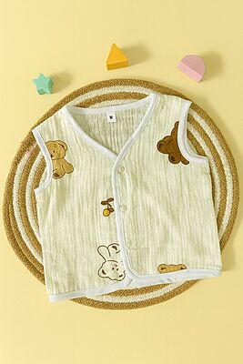 Premium Crinkled Muslin Cotton Jhabla (3–6 Months) – Without Sleeves Premium Crinkled Muslin Cotton Jhabla (3–6 Months) – Without Sleeves