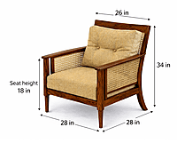 Pisces Solidwood Cane Room Accent Sofa Chair