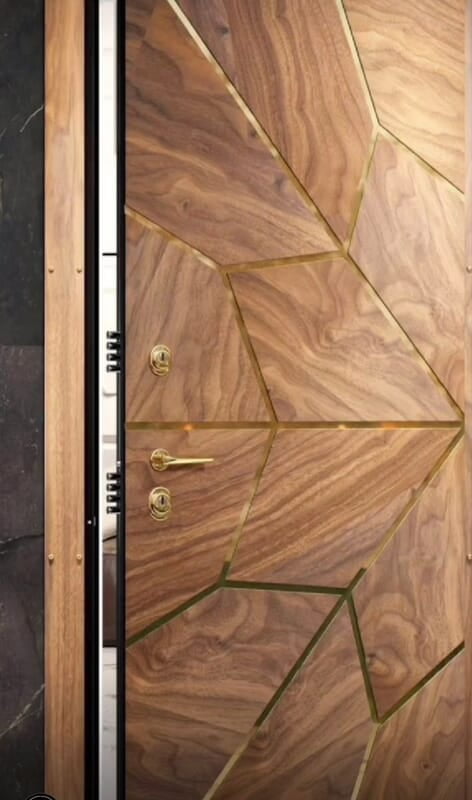 Luxury HDHMR Profile Door with Brass Inlay and High Gloss Deco Paint Finish