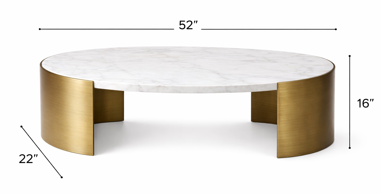 Erin Oval Marble Top Coffee Table