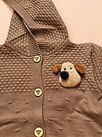 Knitted Hooded Cardigan- Toffee Brown | Full Sleeves