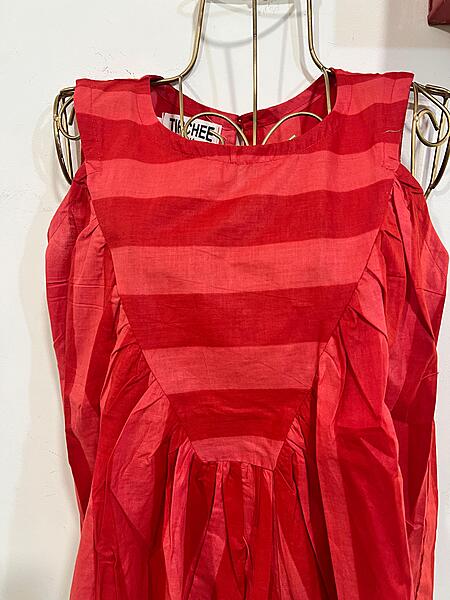 Priya's Triangle-Yoke Top - Red Stripes