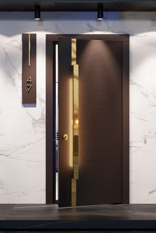 Modern Luxe 3D HDHMR Door with Brass Accents