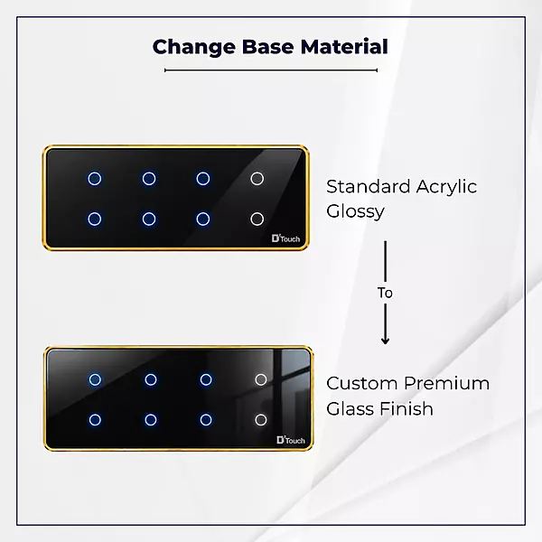 D2Touch Acrylic Glossy Material to Premium Glass Material For 8 Modules Touch Switch Panel