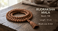 Rudraksha Mala - Beads size 8 mm, Length 43 cm, Beads 108 Rudraksha Mala - Beads size 8 mm, Length 43 cm, Beads 108