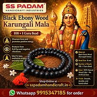 8MM Black Ebony Wood Karungali Mala 100% Original